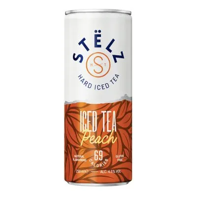 STËLZ Hard Iced Tea Peach – 12 verfrissende blikjes van 25cl met perziksmaak